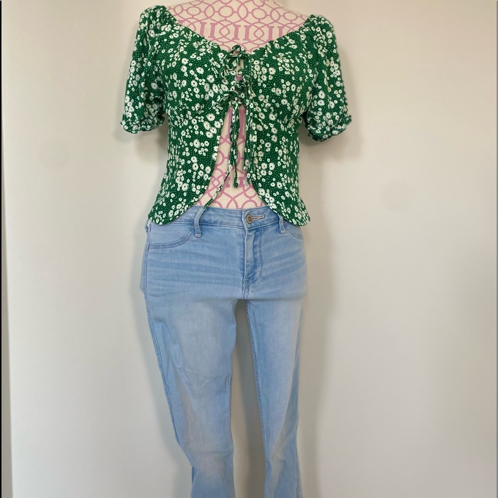 XS GREEN FLORAL TOP